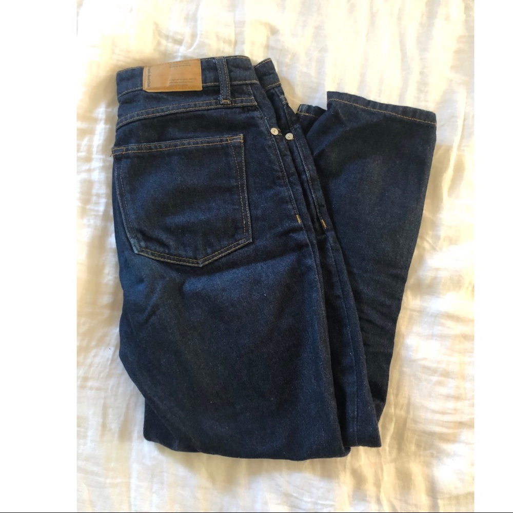 Frank & Oak Billie High waisted tapered blue jeans